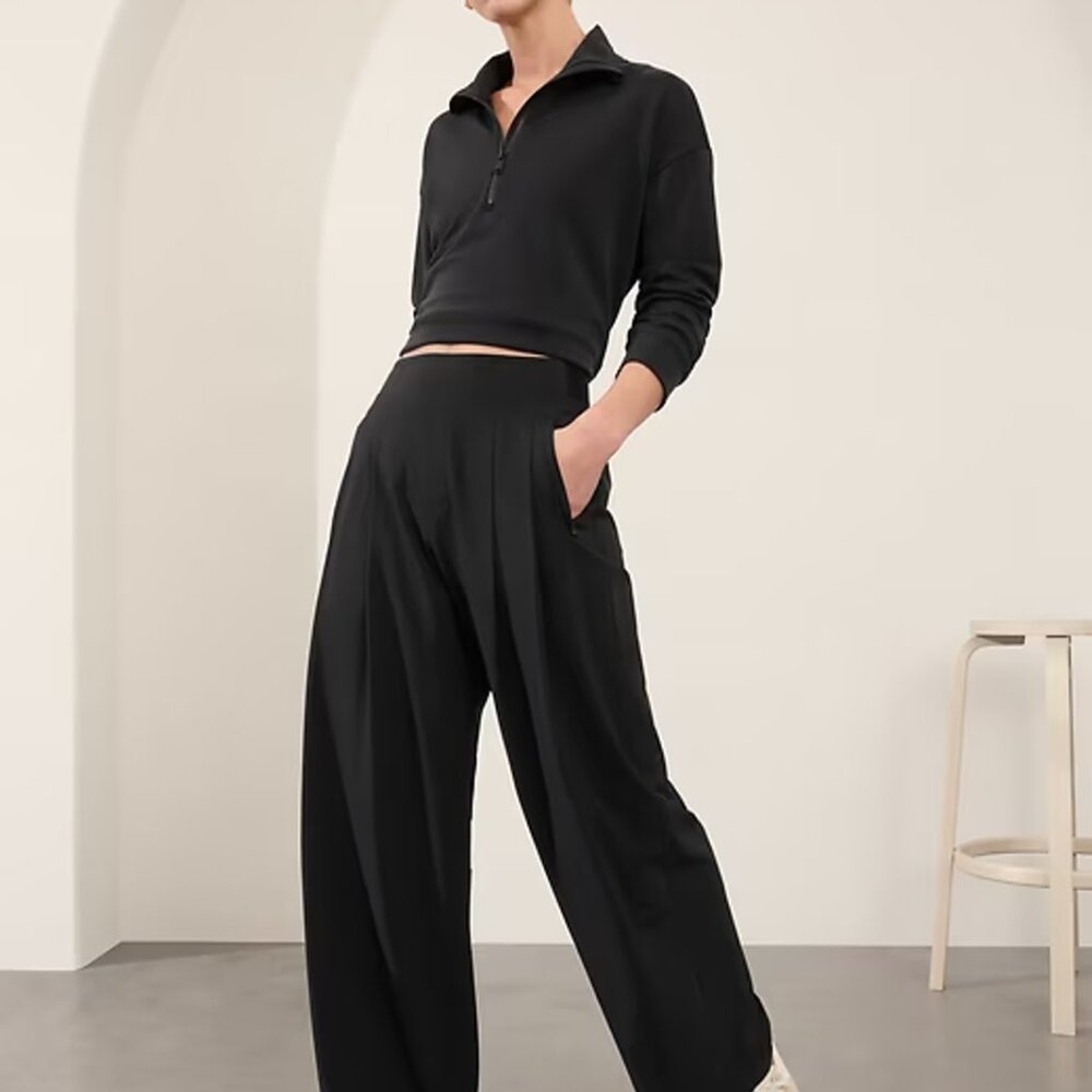 NWT Athleta Brooklyn Heights Wide Leg Pant Size 4 Tall Black